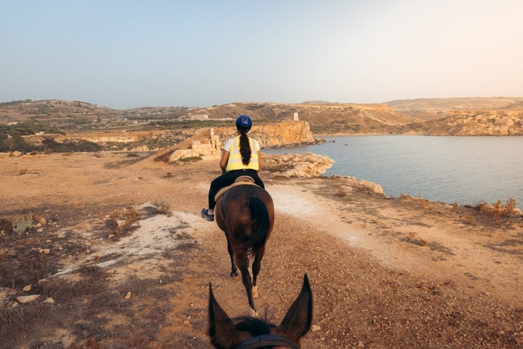 Horse riding at Golden Bay, Malta
