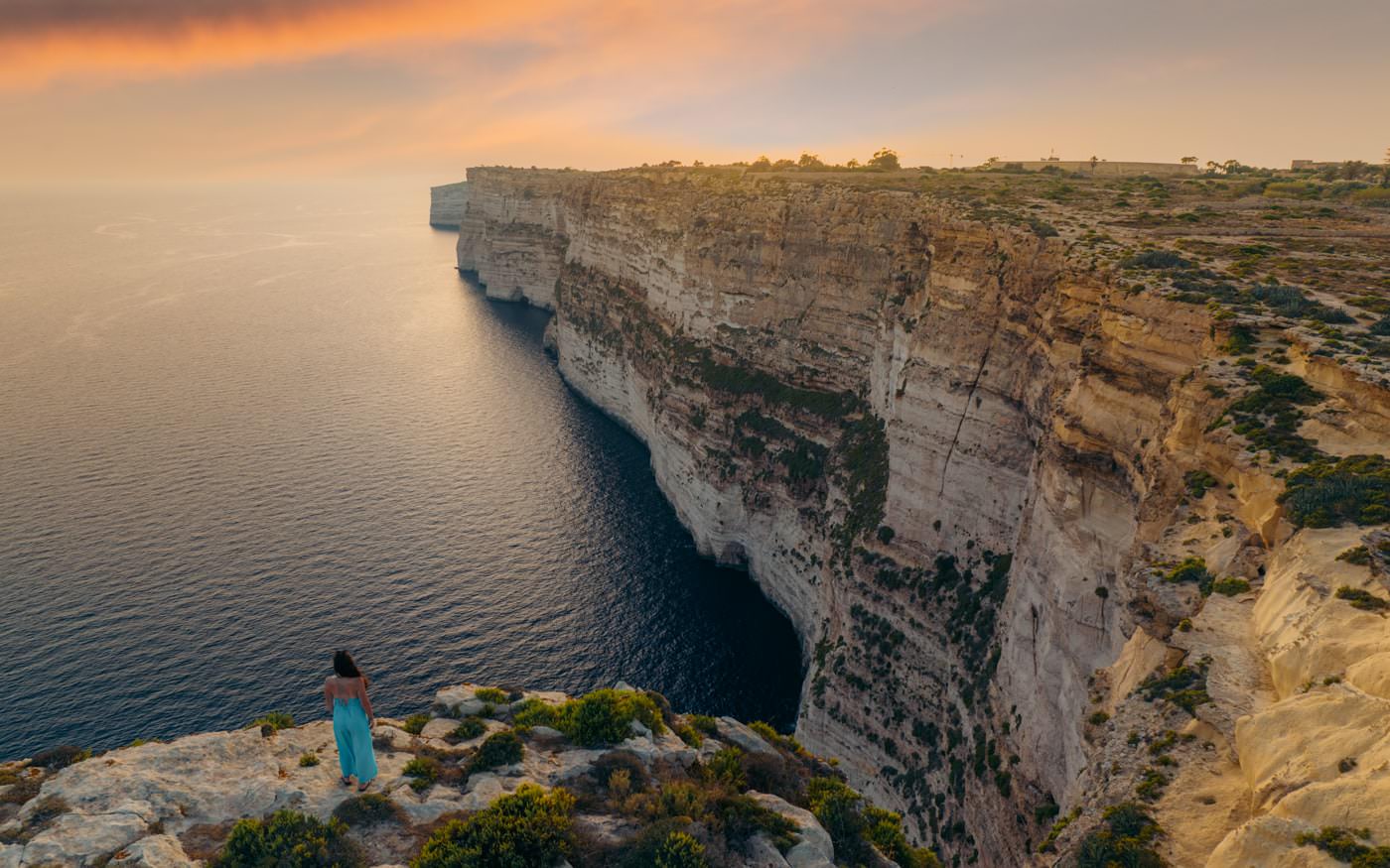 Ta Cenc Cliffs Viewpoint at Sunset, Gozo Island, Malta