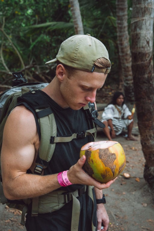 Drinking coconuts