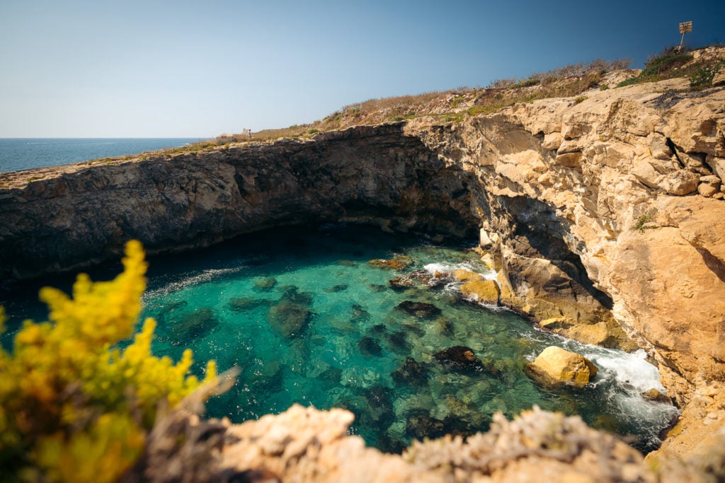 Scenic coastal cove in tal Inwadar National Park, Malta
