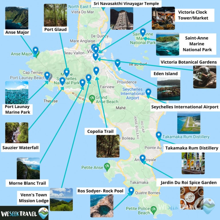 Mahe map with things to do