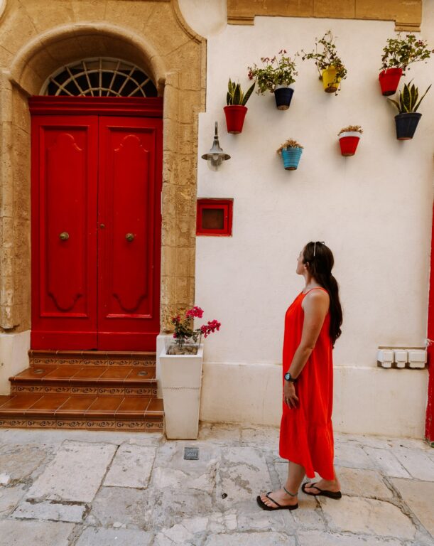 Red doors in the streets of Valletta, Malta