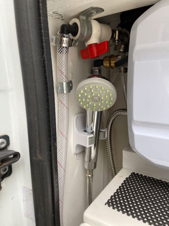 ELECTRIC HOT WATER SHOWER IN A VAN CONVERSION