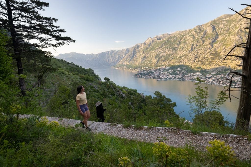 Girl hiking in Kotor, Montenegro