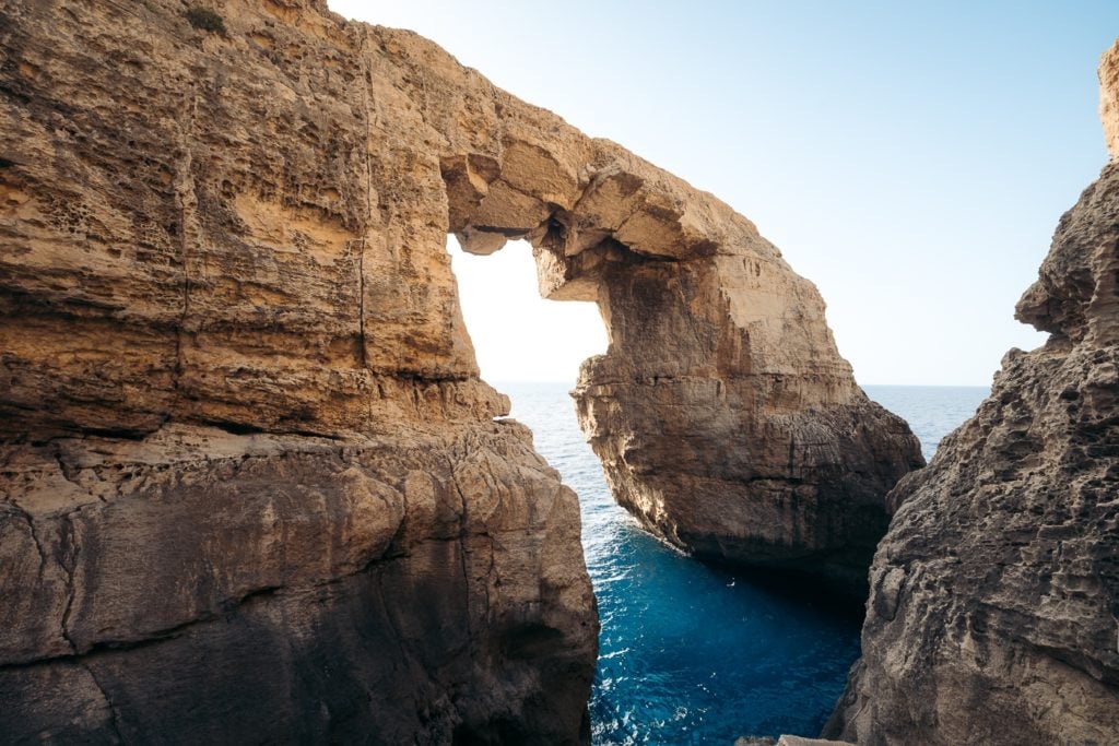 Wied il-Mielaħ Arch on Gozo Island, Malta