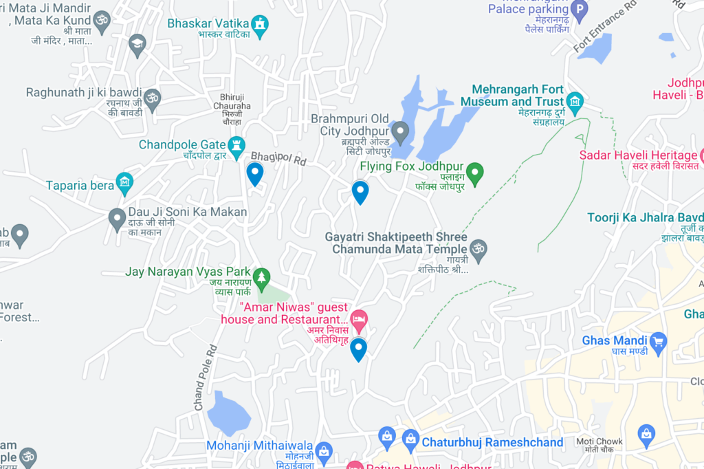 Map of Blue City Areas in Jodhpur