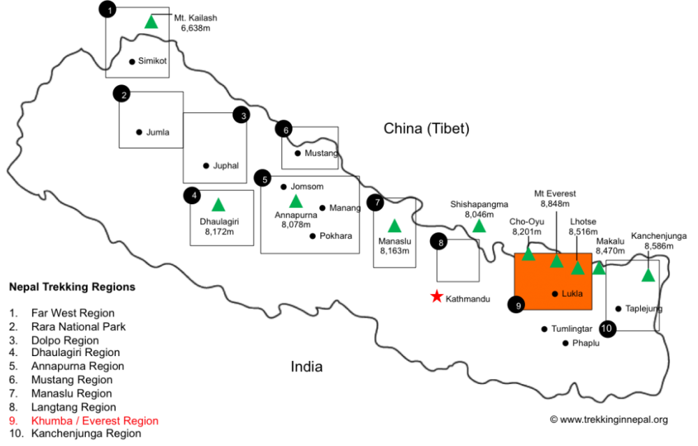 NEPAL MOUNTAIN REGION MAP