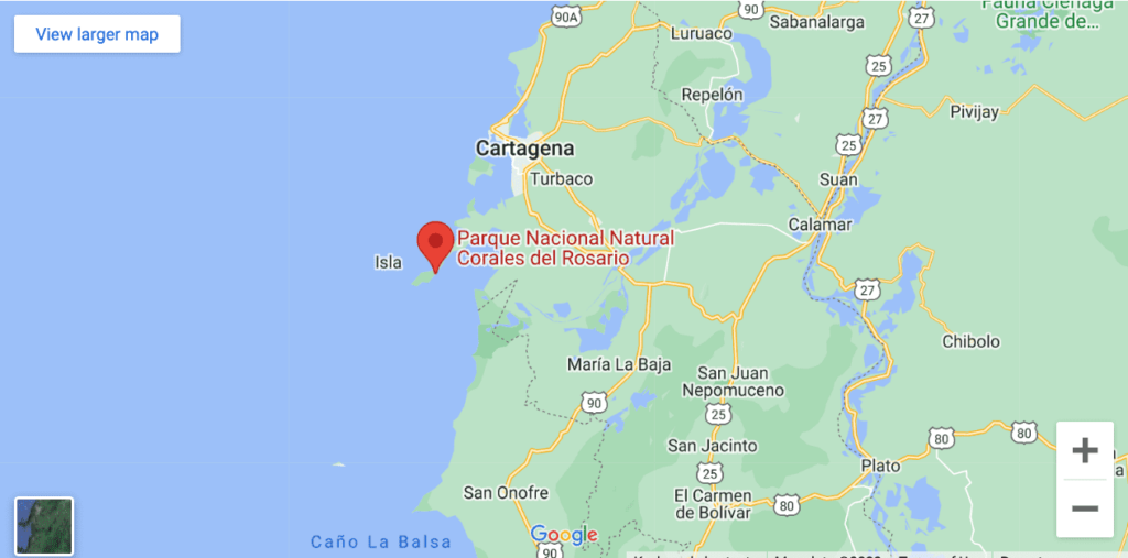 Rosario Islands Map in Colombia
